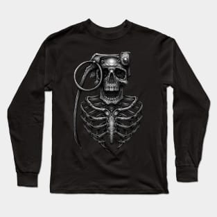 Heart Skull Grenade Vintage Long Sleeve T-Shirt